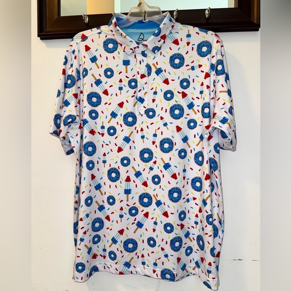 Mens Polo Shirts Fashion Print Mens Golf Shirt Dry Fit Size XXL - Picture 1 of 5